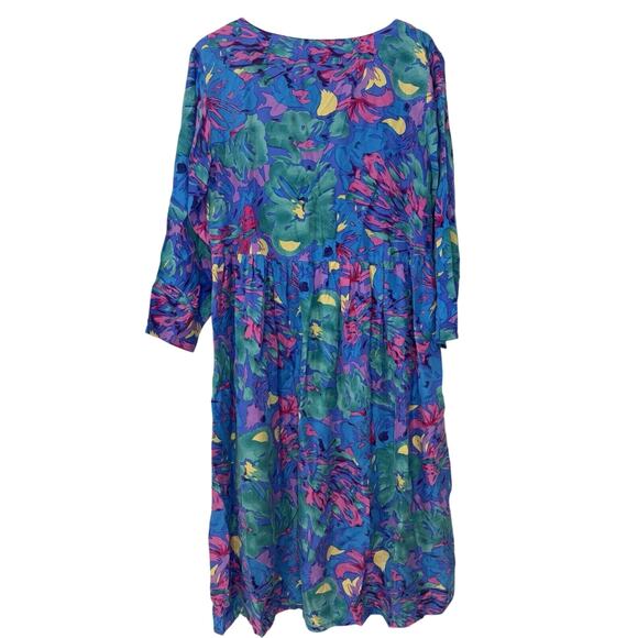 Victorias Secret Vintage Gold Tag Floral Silk Dress Size Medium 90s Mom Look - Picture 2 of 7